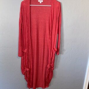 LuLaRoe Red Longline Cardigan